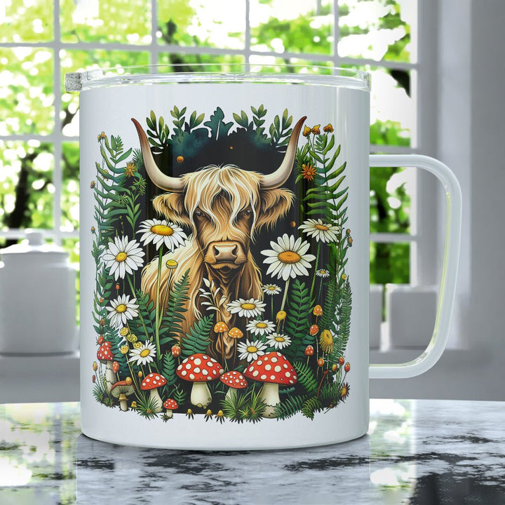 Cottagecore Highland Cow Insulated Travel Mug - Loftipop