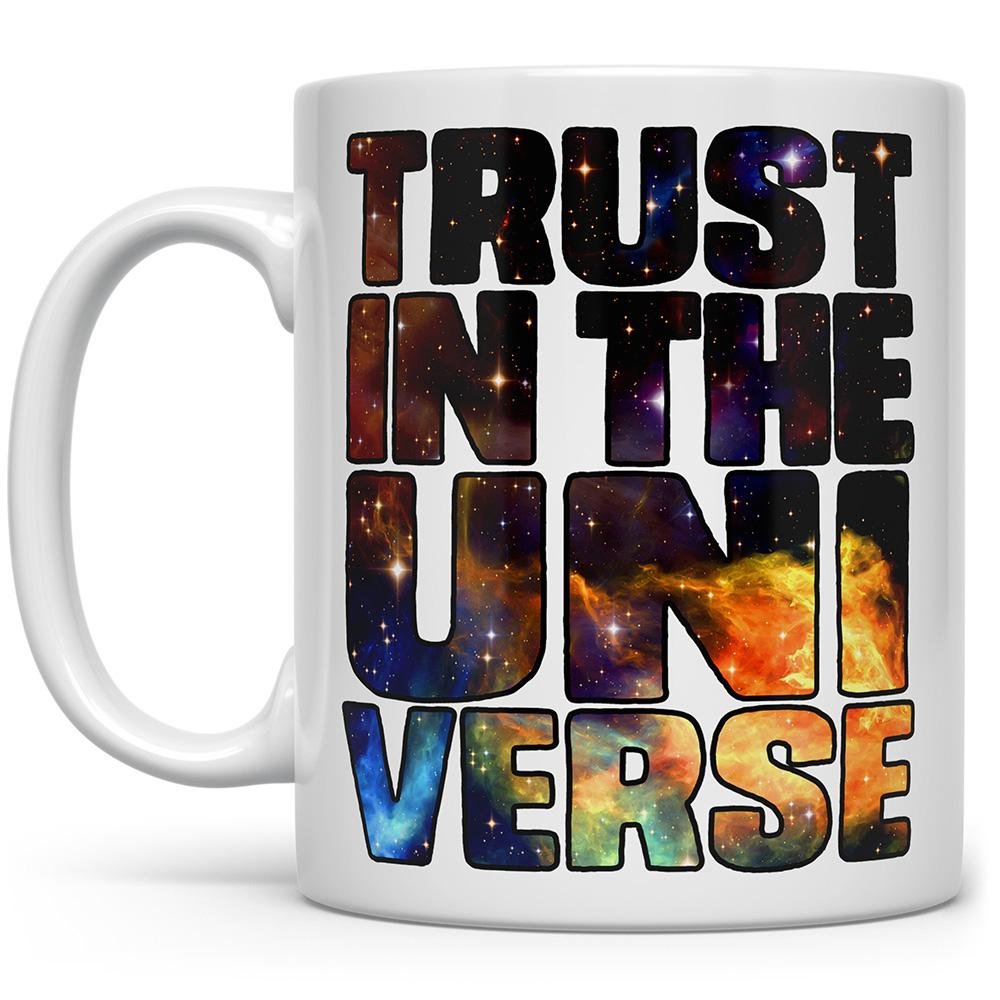 Trust in the Universe Mug with pictures of space - Loftipop