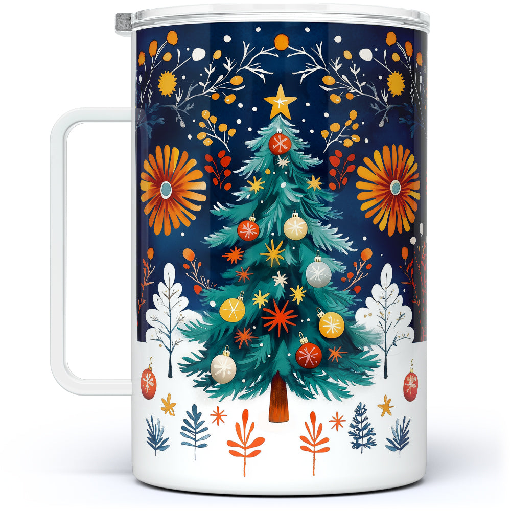 Festive Christmas Tree Insulated Travel Mug