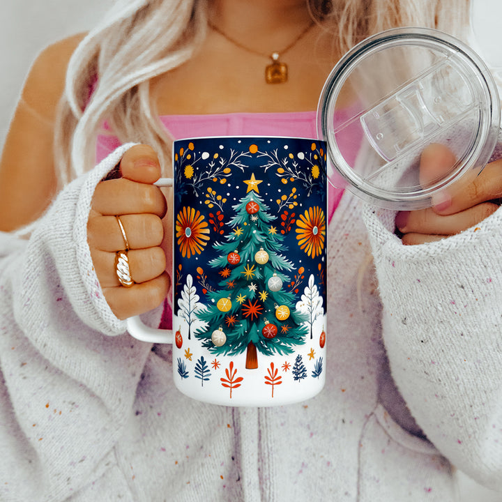 Festive Christmas Tree Insulated Travel Mug