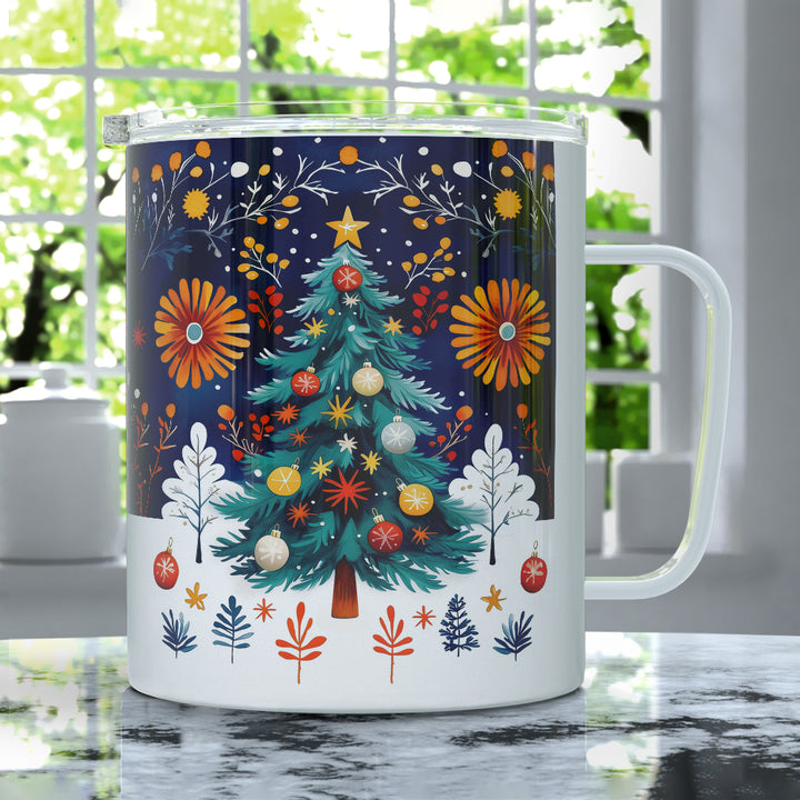 Festive Christmas Tree Insulated Travel Mug