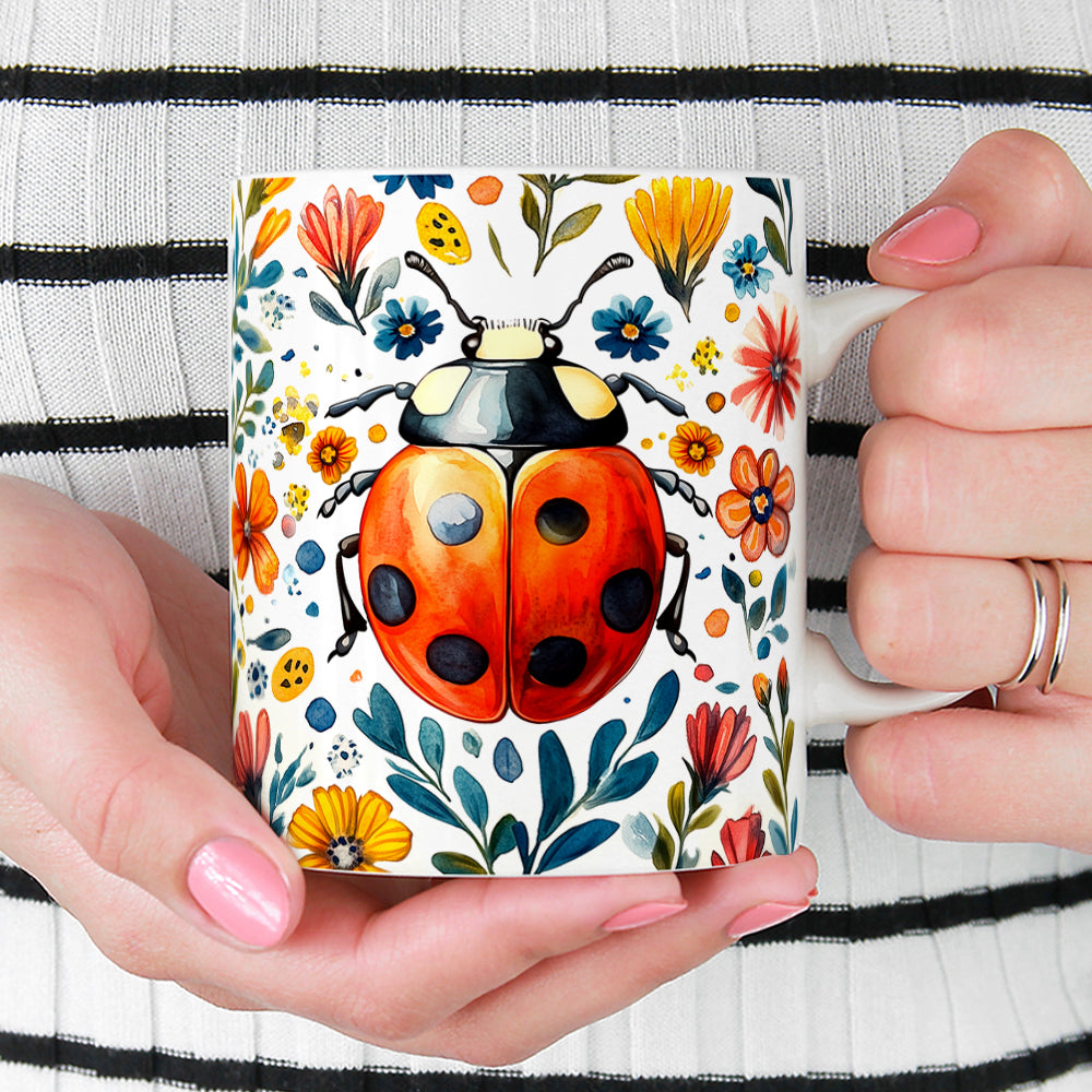 Floral Ladybug Mug