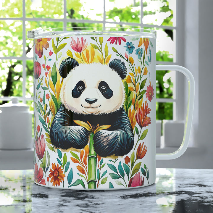 Floral Panda Insulated Travel Mug