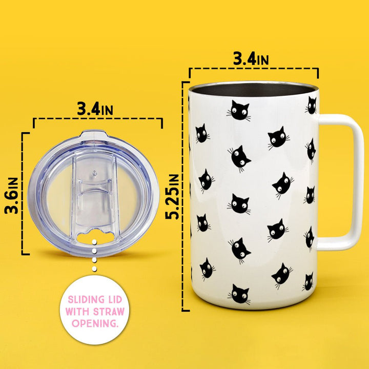 Black Cat Insulated Travel Mug - Loftipop