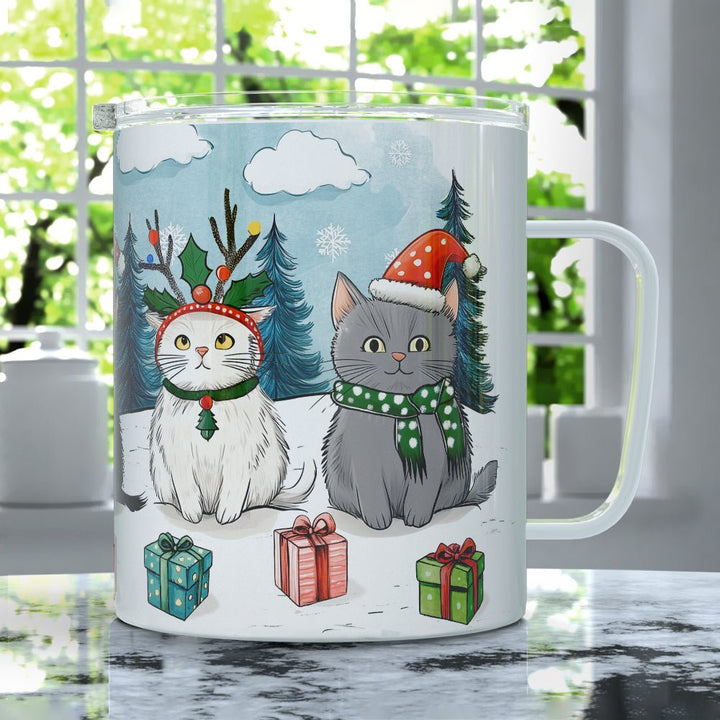 Christmas Cats Insulated Travel Mug - Loftipop