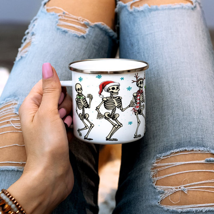 Christmas Dancing Skeletons Camp Mug - Loftipop