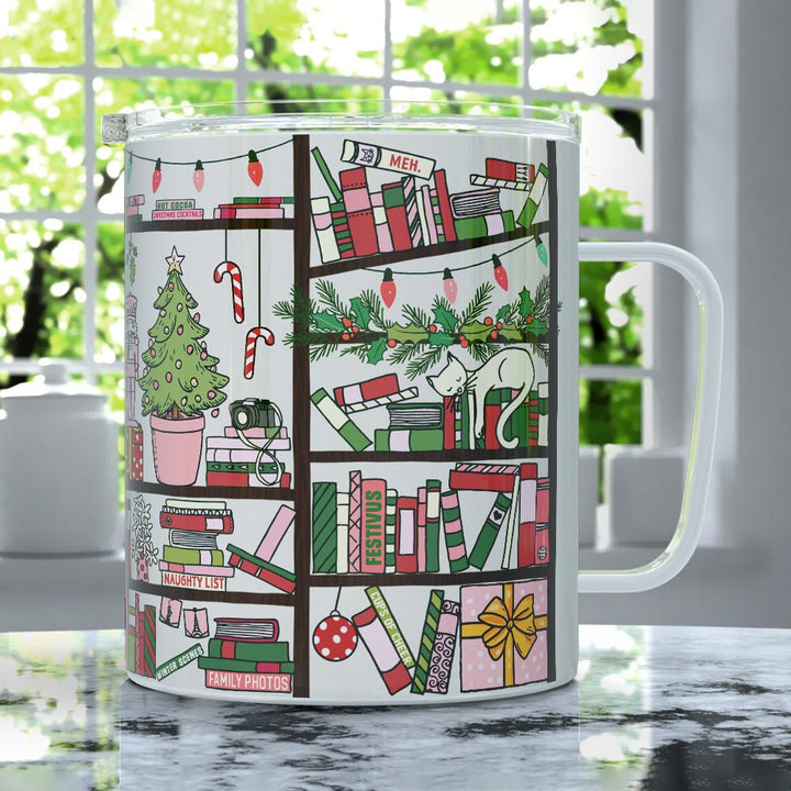 Christmas Library Insulated Travel Mug - Loftipop