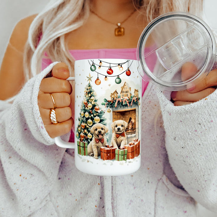 Christmas Puppies Insulated Travel Mug - Loftipop