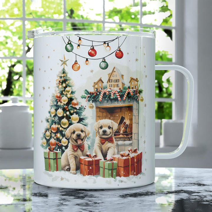 Christmas Puppies Insulated Travel Mug - Loftipop