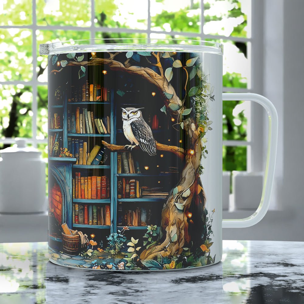 Cozy Nature Library Insulated Travel Mug - Loftipop