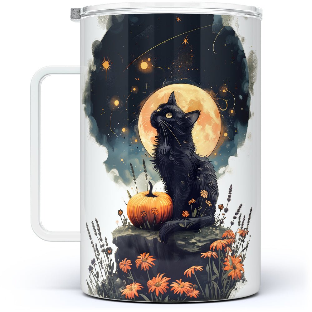 Fall Full Moon Cat Insulated Travel Mug - Loftipop