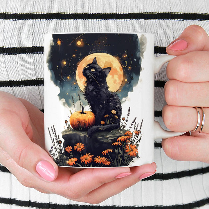 Fall Full Moon Cat Mug - Loftipop