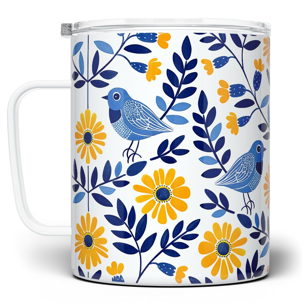 Floral Bird Insulated Travel Mug - Loftipop