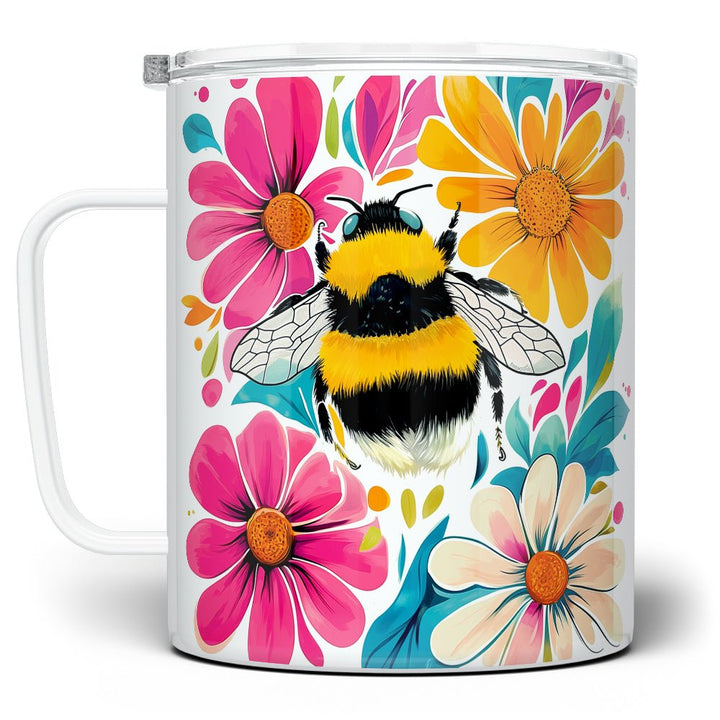 Floral Bumblebee Insulated Travel Mug - Loftipop