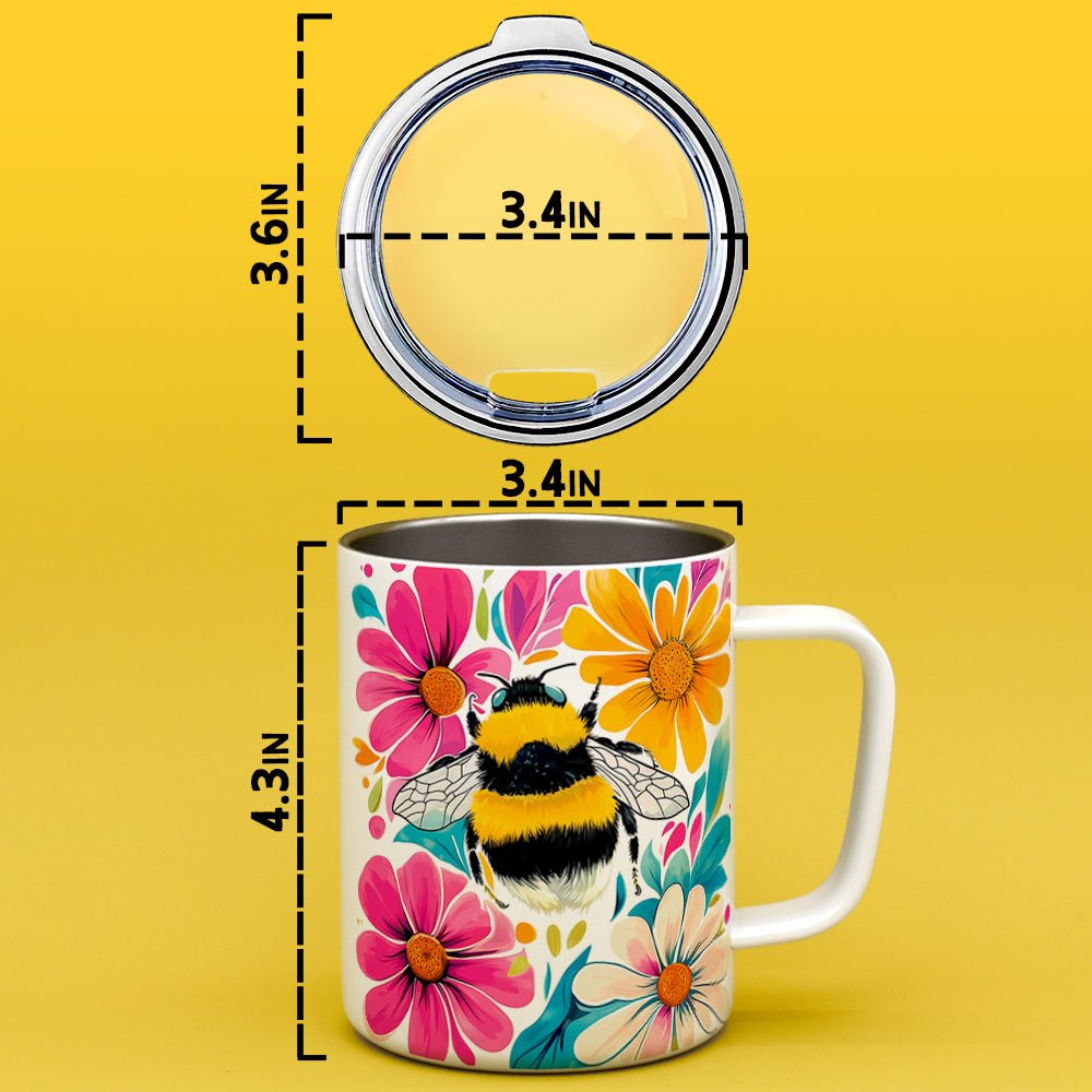 Floral Bumblebee Insulated Travel Mug - Loftipop