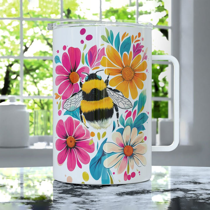 Floral Bumblebee Insulated Travel Mug - Loftipop