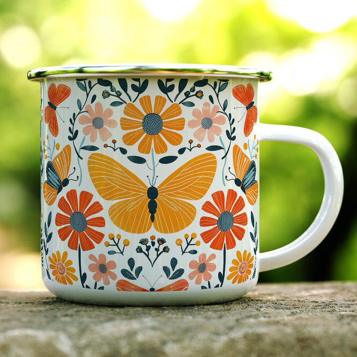 Floral Butterfly Camp Mug - Loftipop