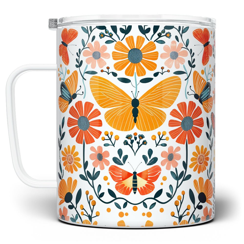Floral Butterfly Insulated Travel Mug - Loftipop