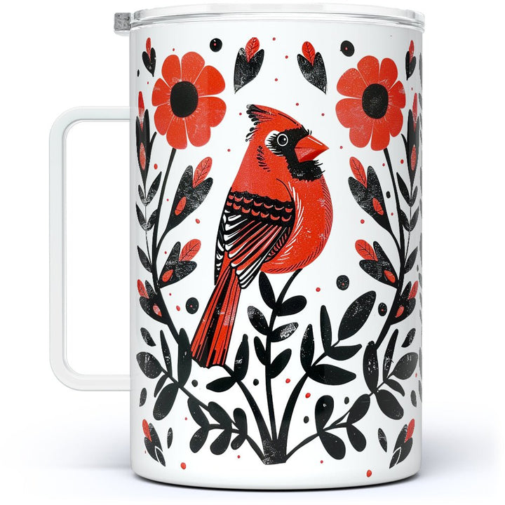 Floral Cardinal Insulated Travel Mug - Loftipop