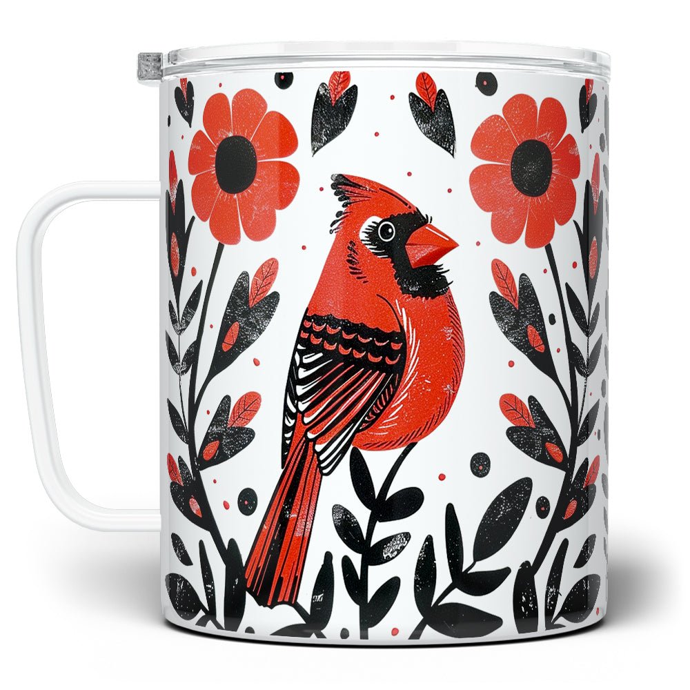 Floral Cardinal Insulated Travel Mug - Loftipop