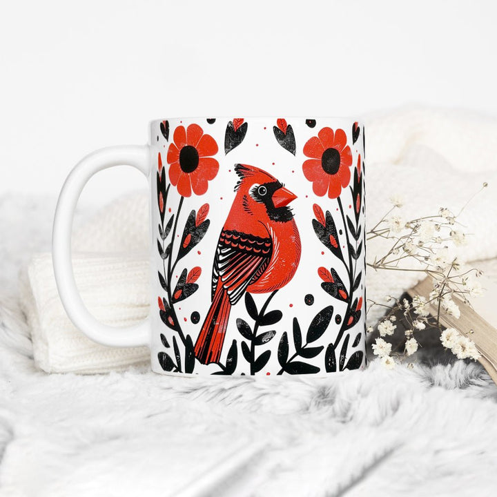 Floral Cardinal Mug - Loftipop