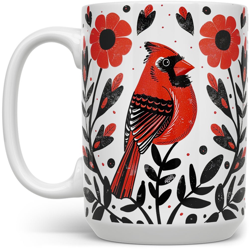 Floral Cardinal Mug - Loftipop