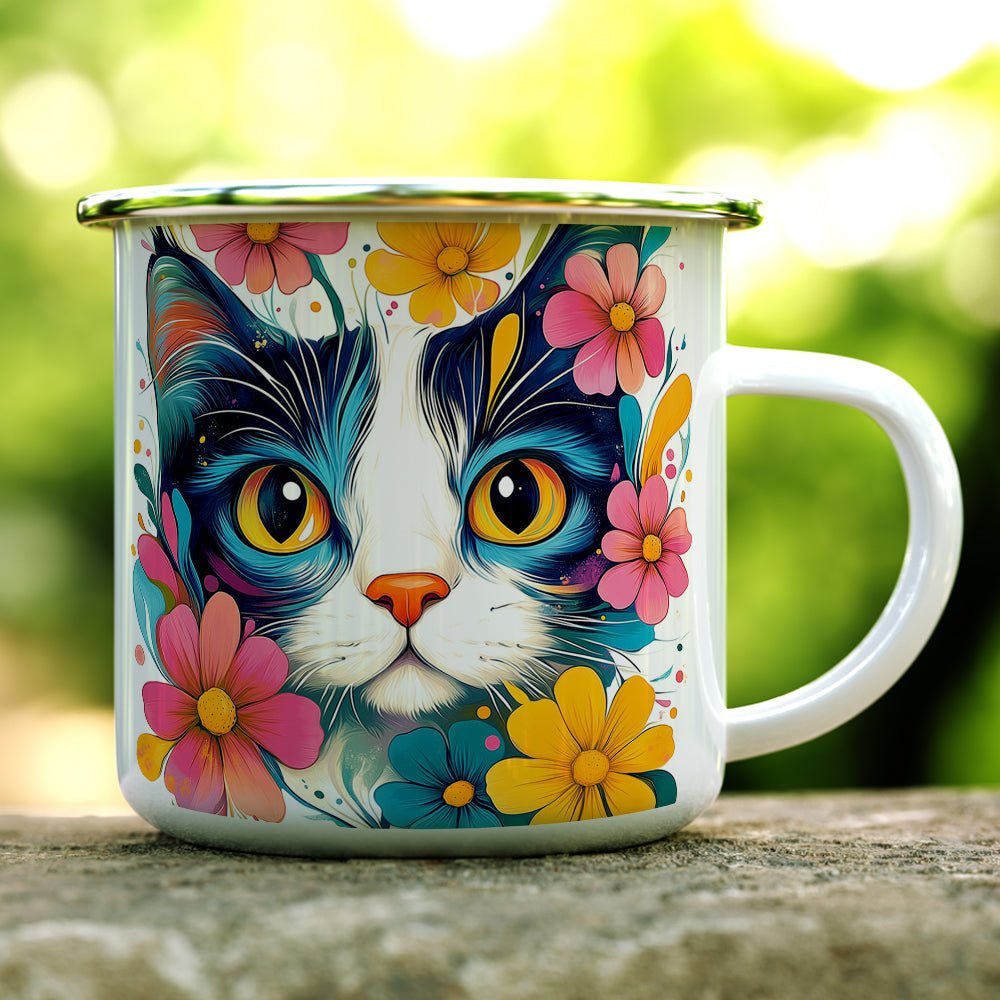 Floral Cat Camp Mug - Loftipop