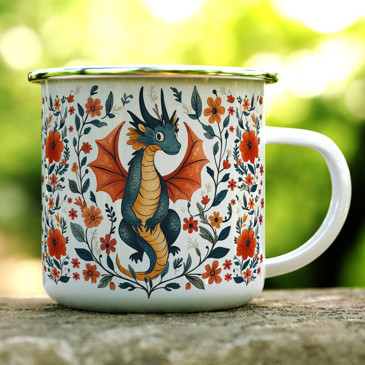 Floral Dragon Camp Mug - Loftipop