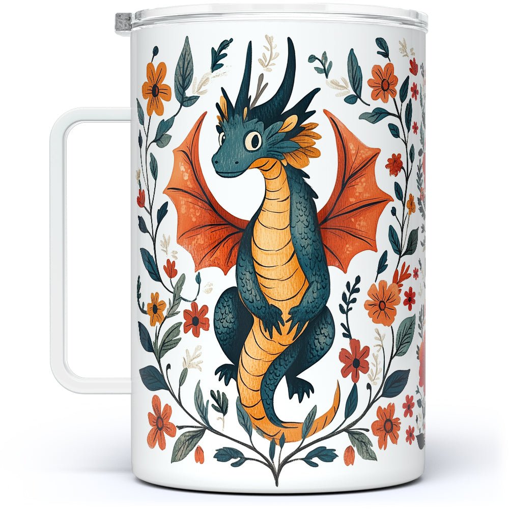 Floral Dragon Insulated Travel Mug - Loftipop