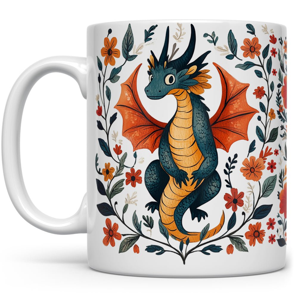 Floral Dragon Mug - Loftipop