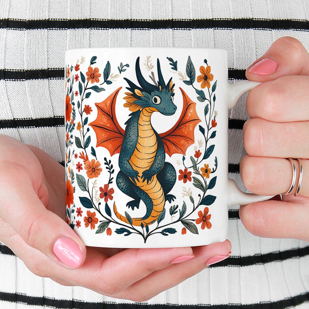 Floral Dragon Mug - Loftipop