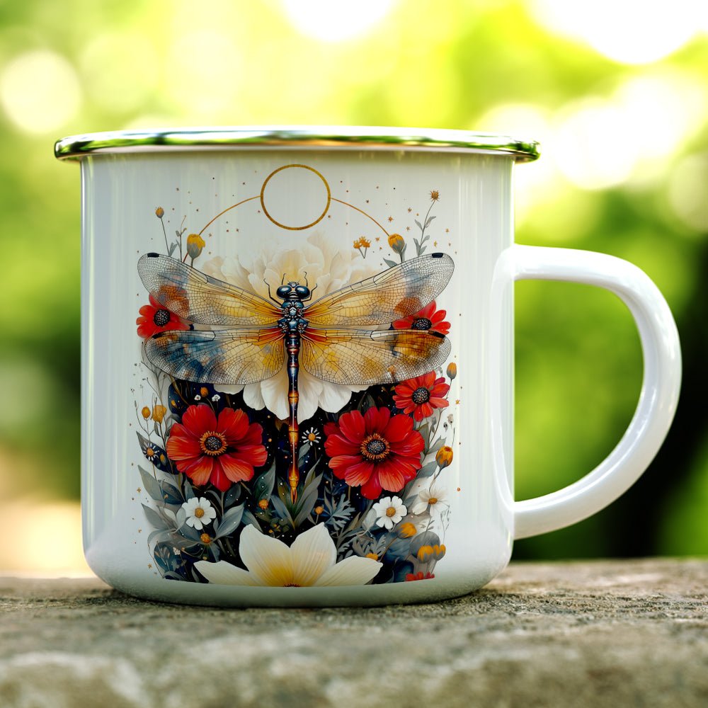 Floral Dragonfly Camp Mug - Loftipop