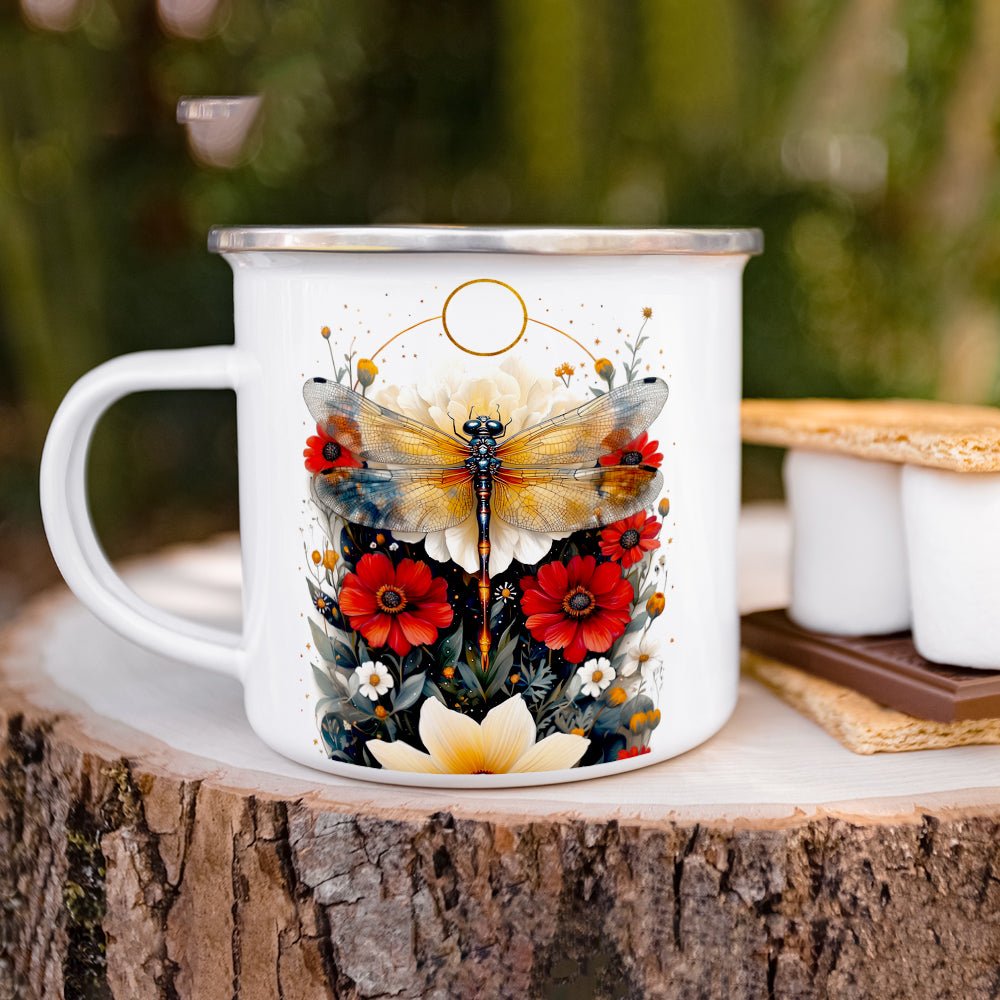 Floral Dragonfly Camp Mug - Loftipop