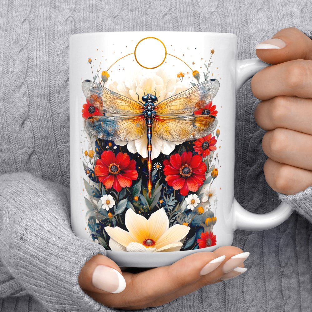 Floral Dragonfly Mug - Loftipop