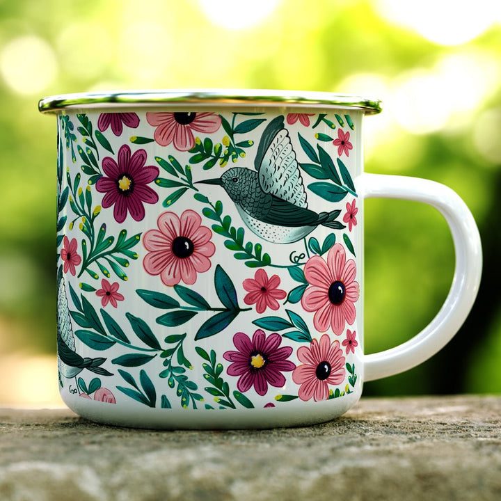 Floral Hummingbird Camp Mug - Loftipop