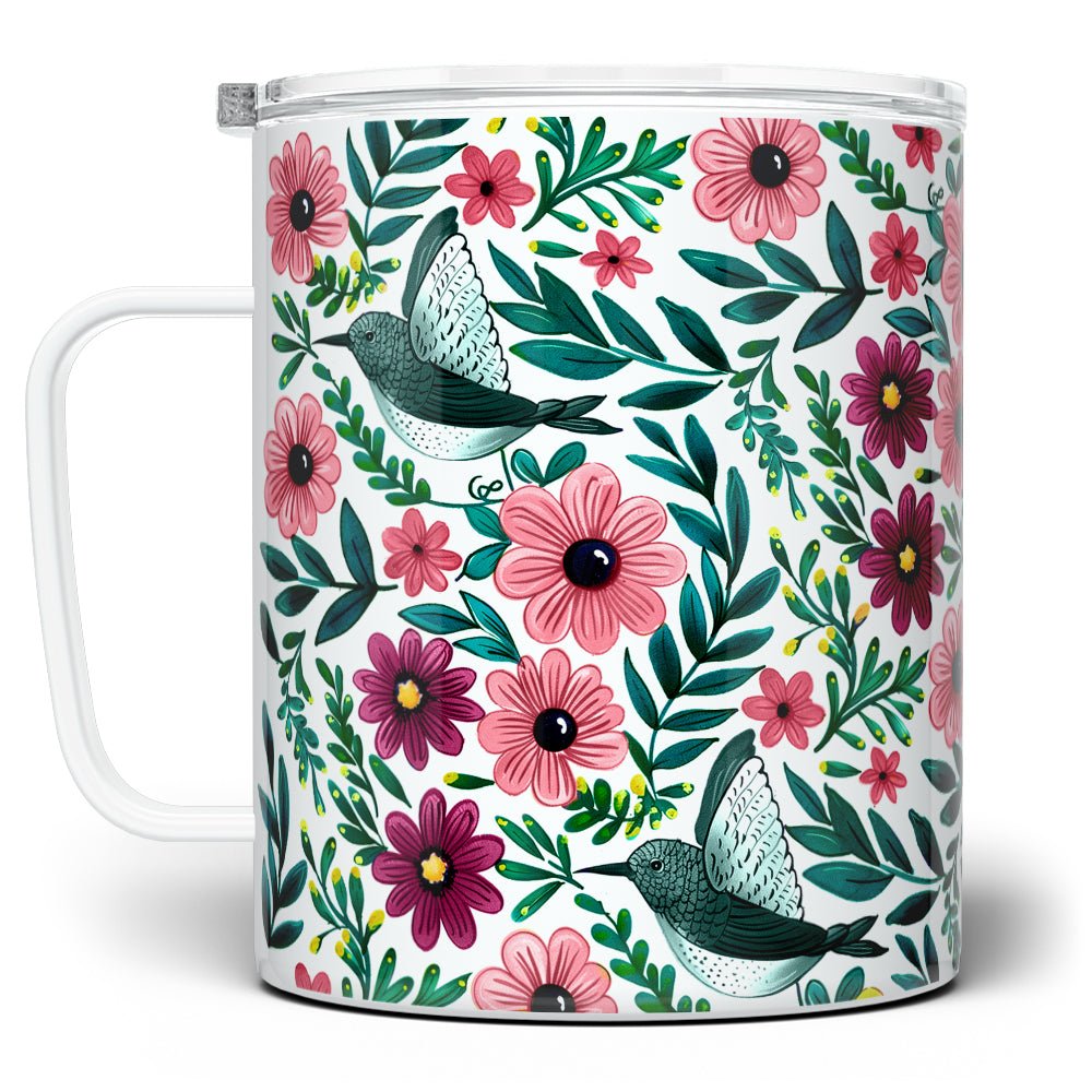 Floral Hummingbird Insulated Travel Mug - Loftipop