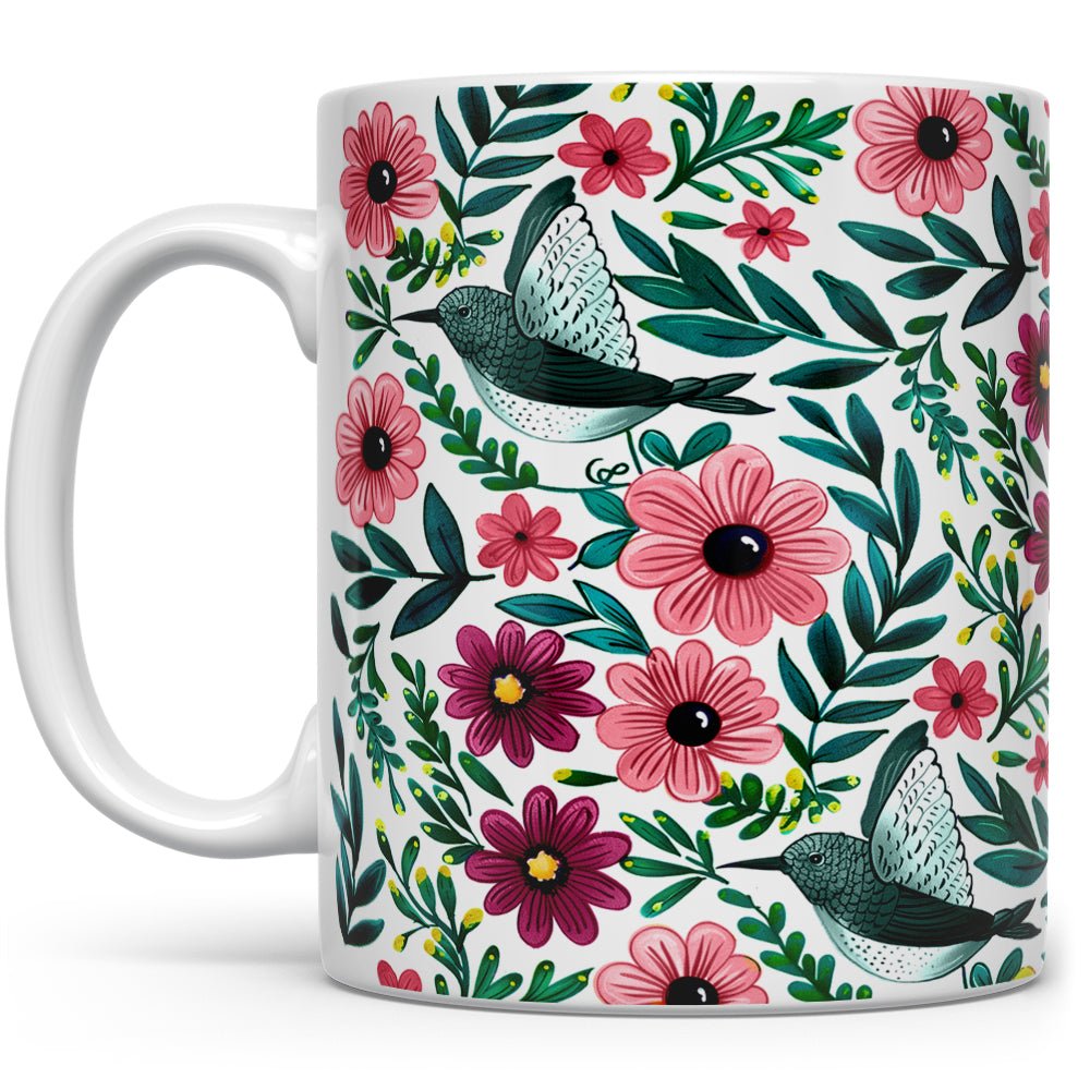 Floral Hummingbird Mug - Loftipop