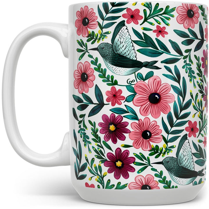 Floral Hummingbird Mug - Loftipop