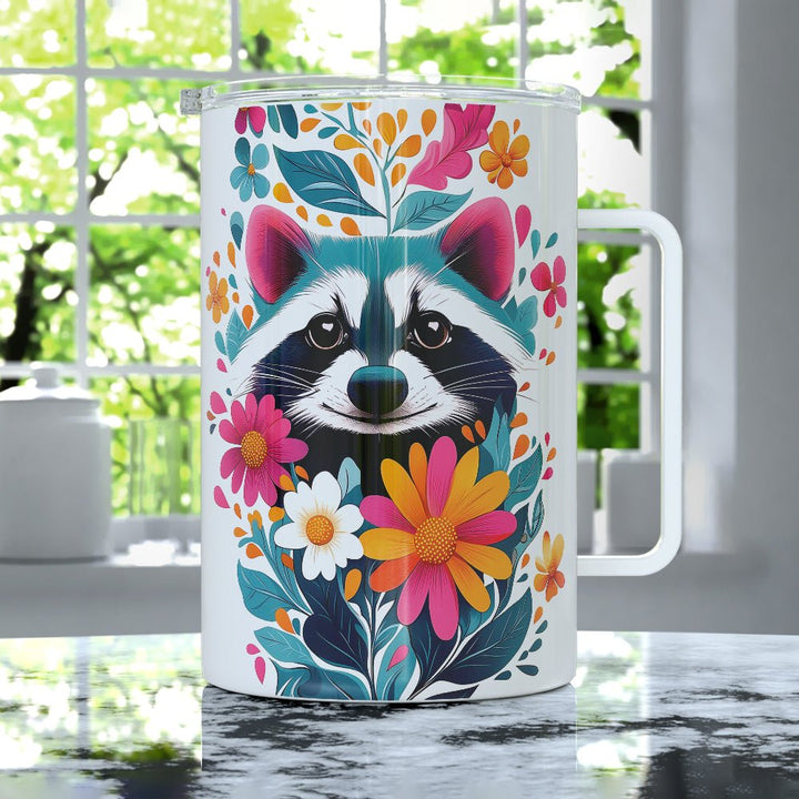 Floral Raccoon Insulated Travel Mug - Loftipop