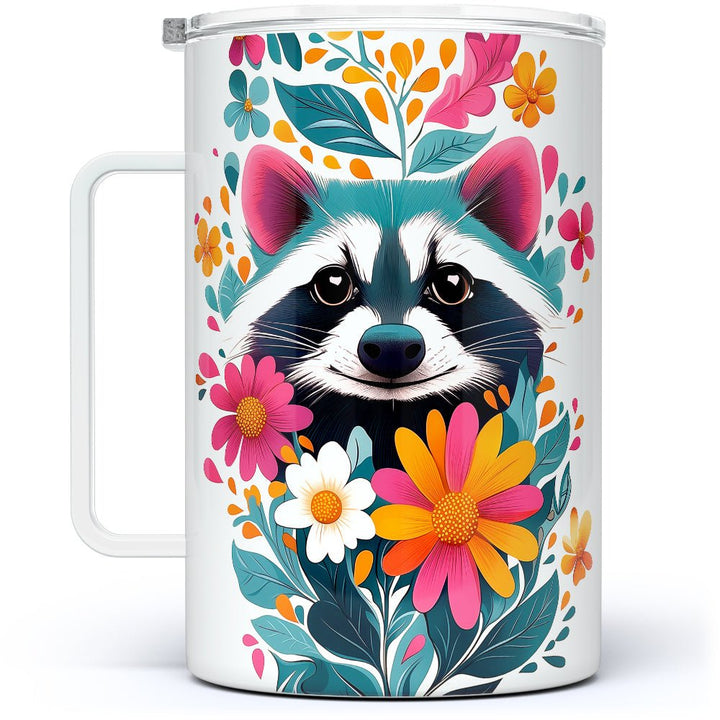 Floral Raccoon Insulated Travel Mug - Loftipop