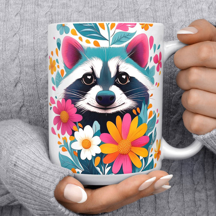 Floral Raccoon Mug - Loftipop