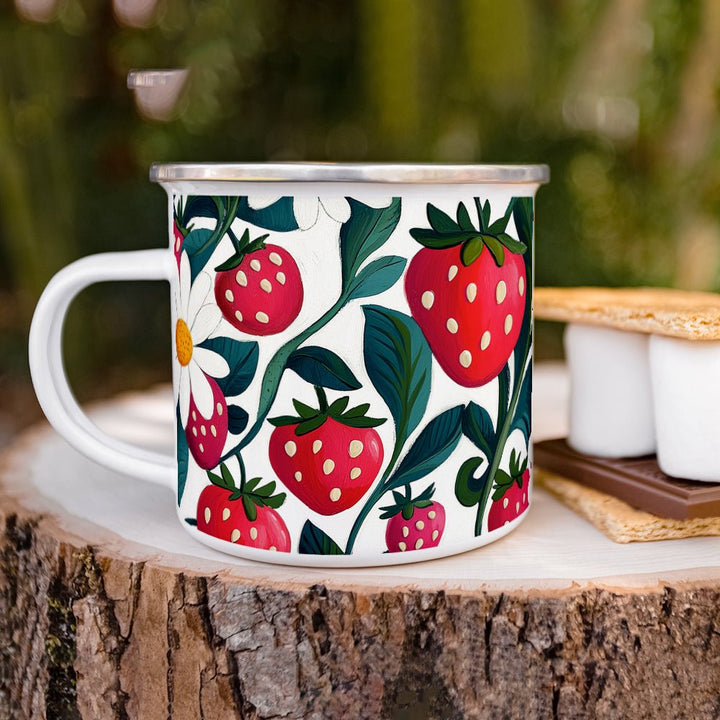 Floral Strawberry Camp Mug - Loftipop