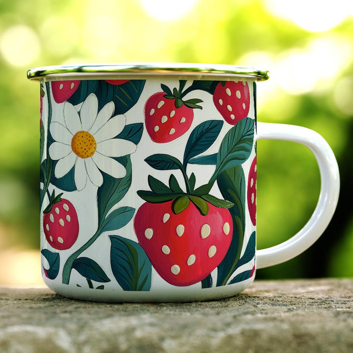 Floral Strawberry Camp Mug - Loftipop