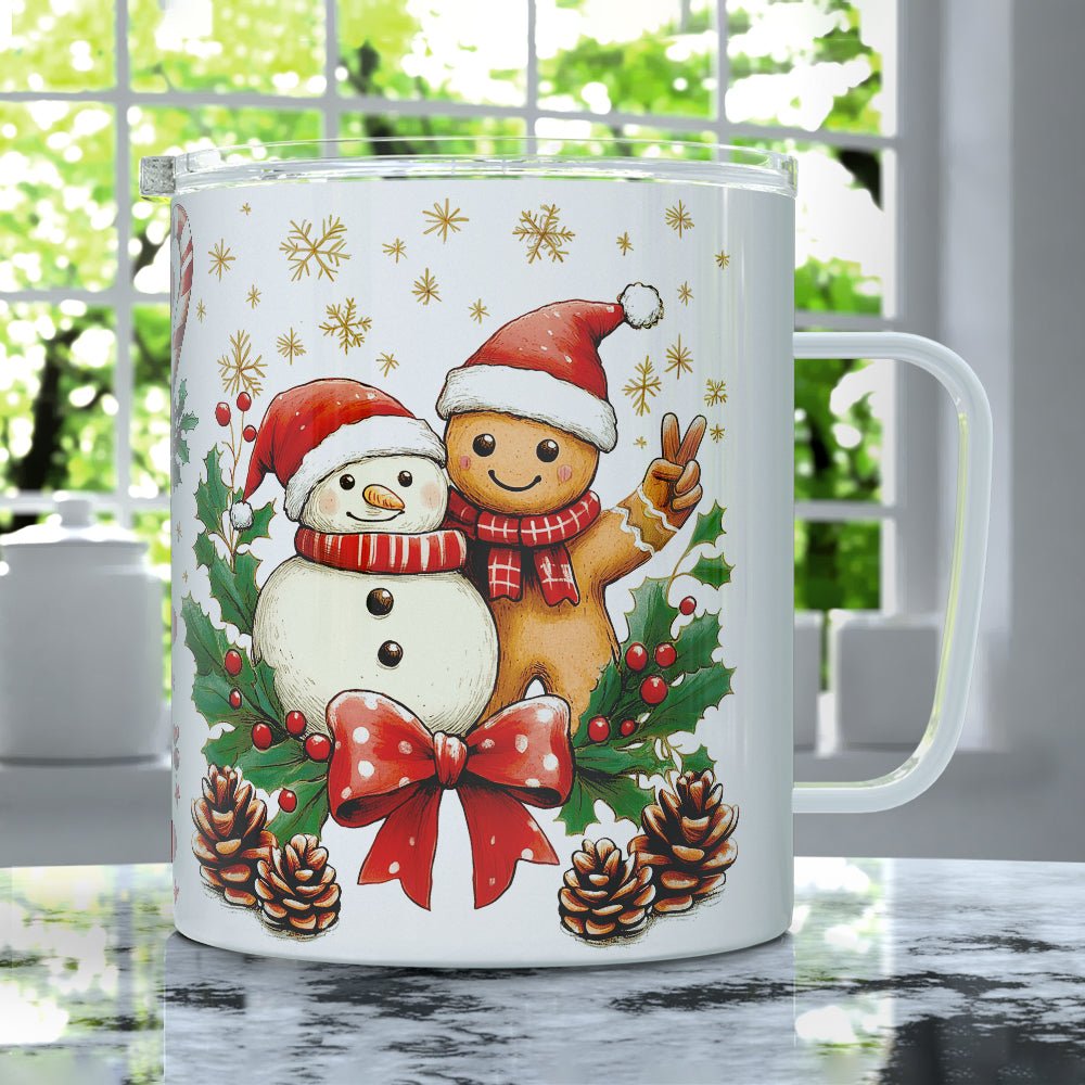 Gingerbread Snowman Insulated Travel Mug - Loftipop