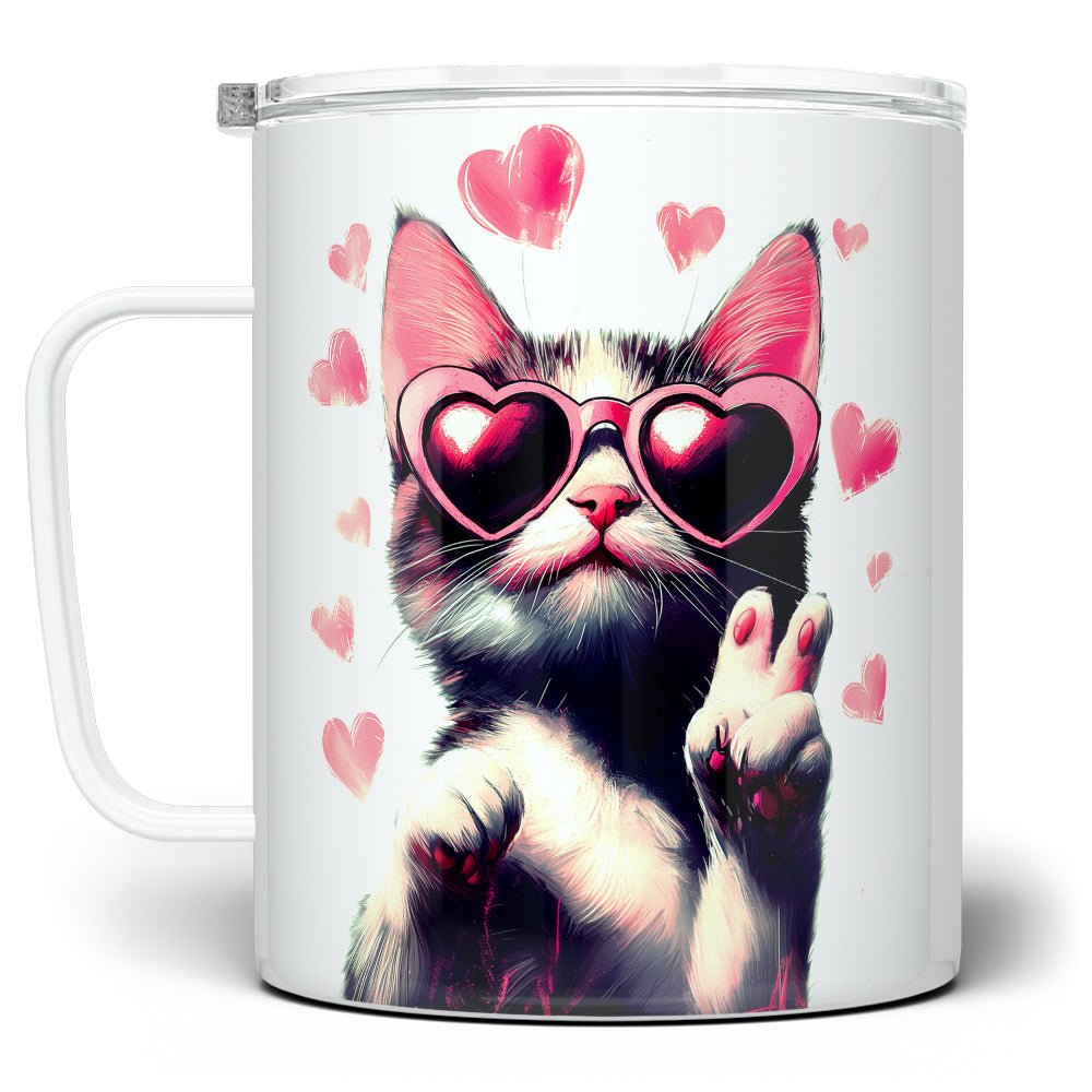 Peace and Love Cat Insulated Travel Mug - Loftipop