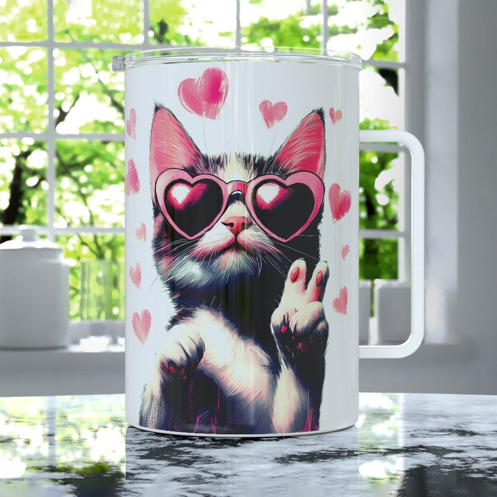 Peace and Love Cat Insulated Travel Mug - Loftipop