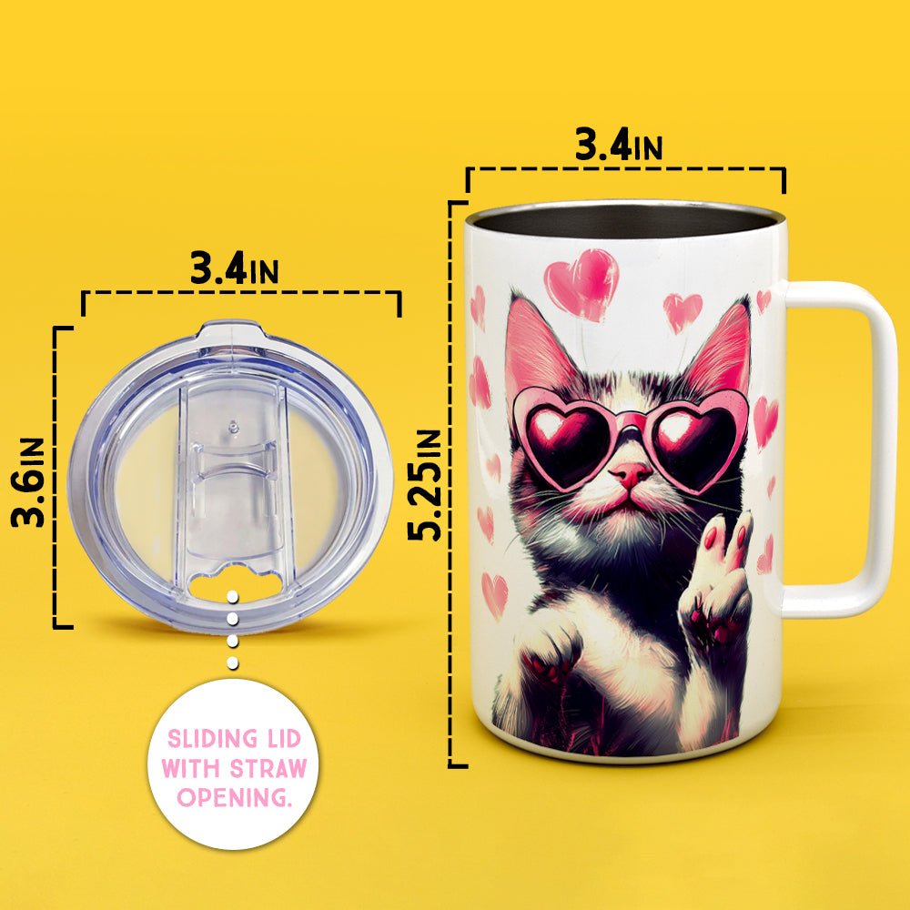 Peace and Love Cat Insulated Travel Mug - Loftipop