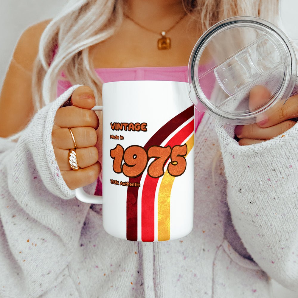 Personalized Birth Year 1970's Retro Insulated Travel Mug - Loftipop