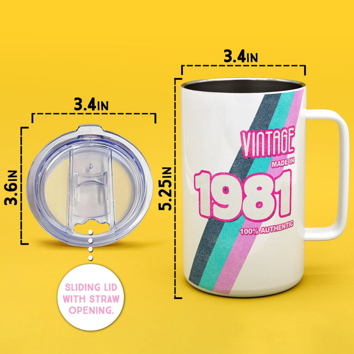 Personalized Birth Year 1980's Retro Insulated Travel Mug - Loftipop