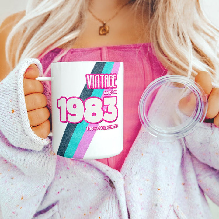 Personalized Birth Year 1980's Retro Insulated Travel Mug - Loftipop